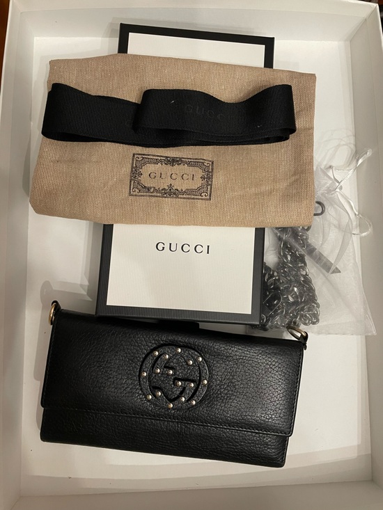 Gucci Handbags - Gucci authentic Black studded interlocking GG calf leather Wallet all inclusive
